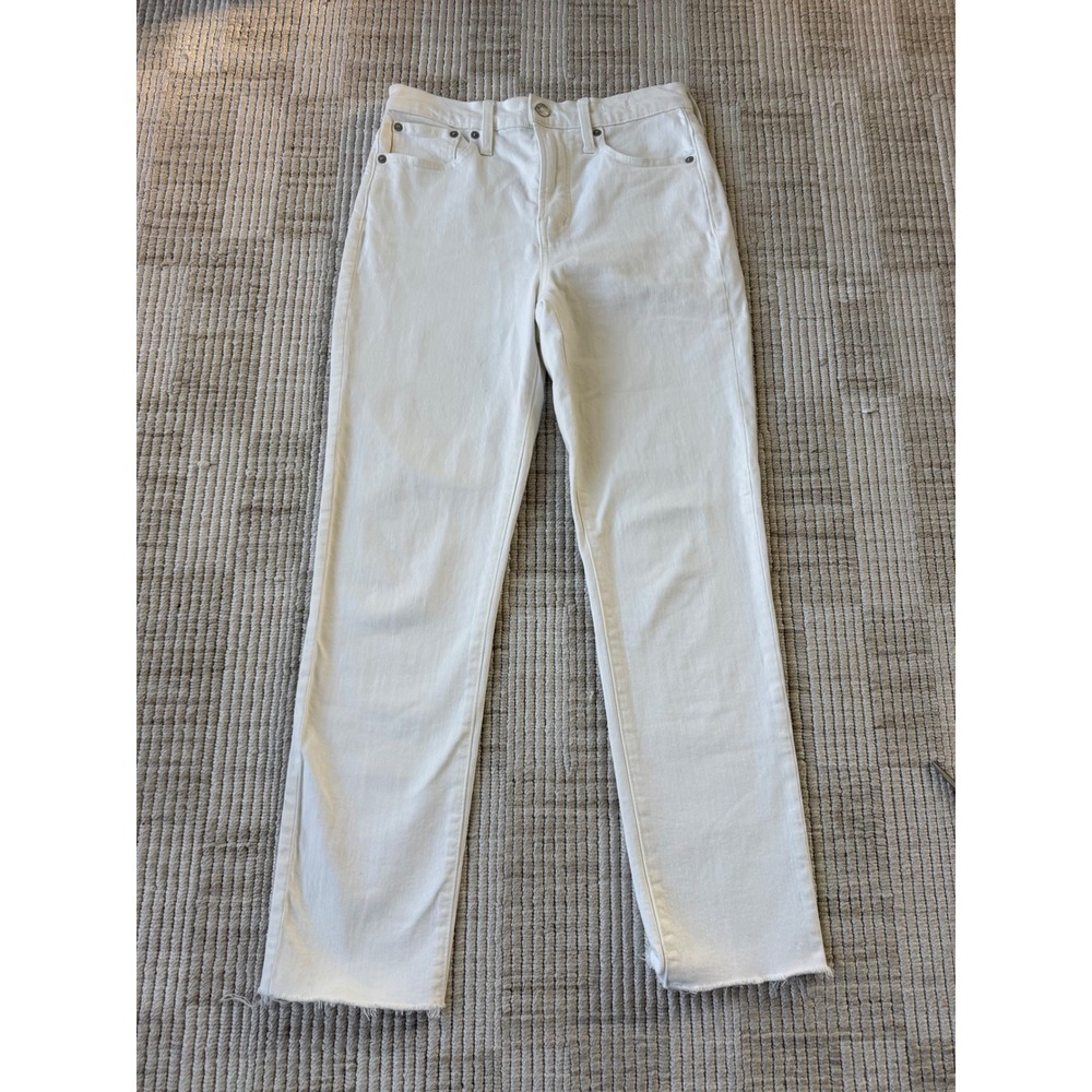 Madewell The Perfect Vintage Jean White Raw Hem High Rise DM1626 Size 25